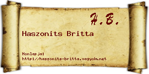 Haszonits Britta névjegykártya